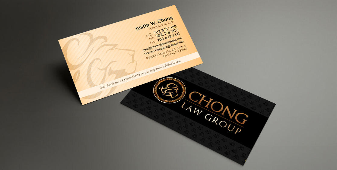Chong law group business card | Advertising services for attorneys